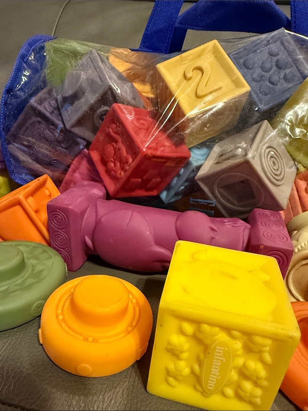 Infantino Multicolor Sensory Blocks (47) & Rollers Set with Carry Bag